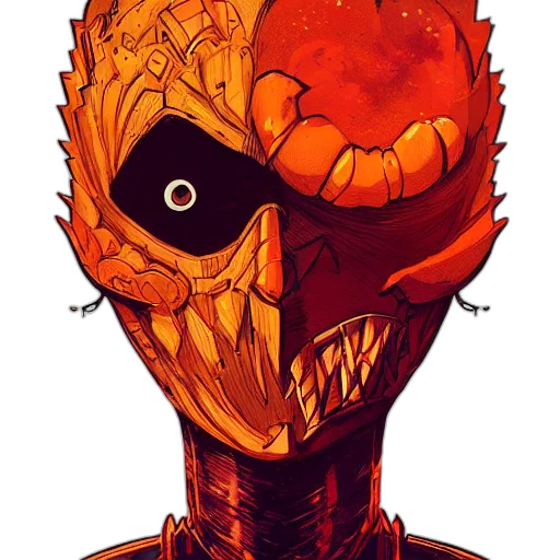 mask, face, robot, creature, comic book art, concept art, pixel art, cyberpunk transparent PNG cut-out