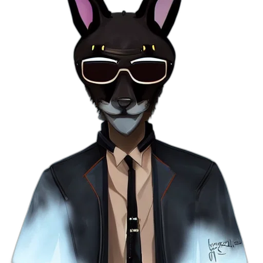 mask, jacket, staff, animal, cyberpunk, cartoon, concept art, anime transparent PNG cut-out