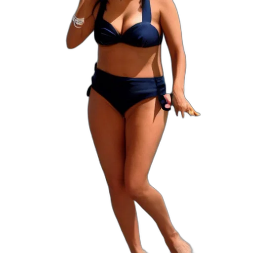 3d render, photorealistic, concept art, salma, hayek, wearing, bikini, enjoying transparent PNG cut-out