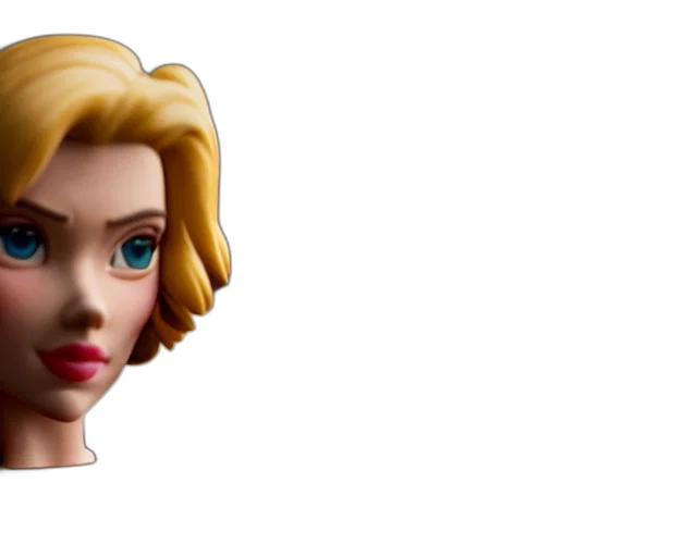 face, 3d render, pixel art, concept art, photorealistic, scarlett, johansson, figurine transparent PNG cut-out