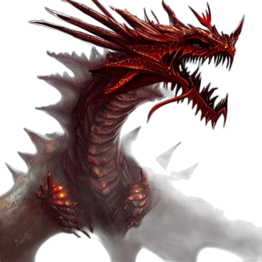dragon, creature, fantasy art, concept art, photorealistic, comic book art, red, see transparent PNG cut-out