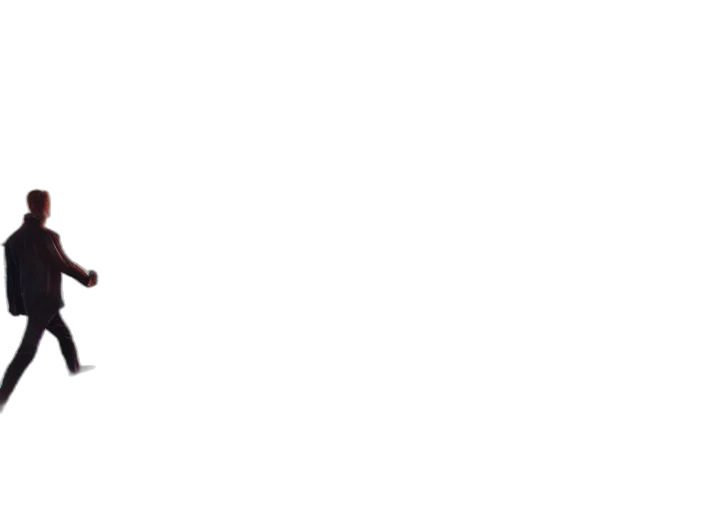 staff, robot, shoes, monochrome, man, walking, middle, two transparent PNG cut-out