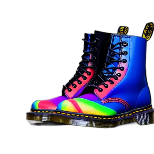 shoes, 3d render, concept art, photorealistic, cyberpunk, neon, colorful, battered transparent PNG cut-out