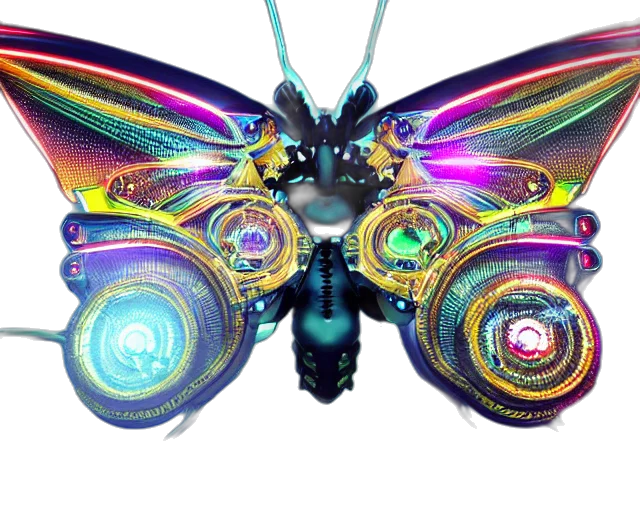 jewelry, animal, creature, photorealistic, 3d render, concept art, cyberpunk, colorful transparent PNG cut-out