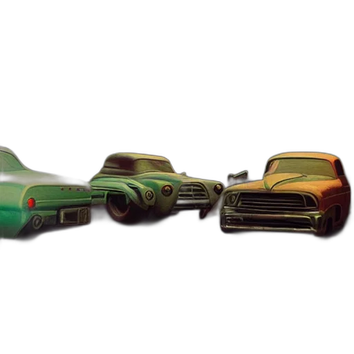 car, weapon, bottle, concept art, 3d render, photorealistic, watercolor, green transparent PNG cut-out