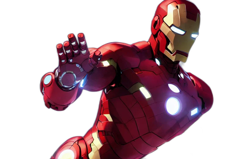 comic book art, concept art, 3d render, super, ironman, single, subject, scenic transparent PNG cut-out