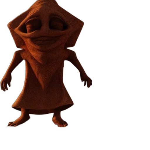 creature, dress, mask, staff, 3d render, concept art, earth tones, meance transparent PNG cut-out