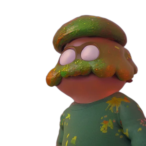 hat, staff, creature, 3d render transparent PNG cut-out