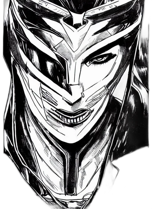 mask, face, creature, robot, comic book art, concept art, pencil sketch, anime transparent PNG cut-out