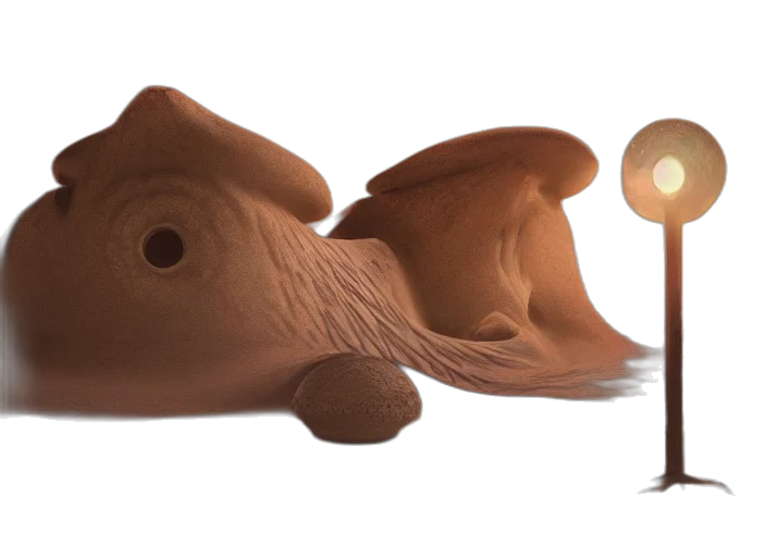 creature, hat, animal, food, 3d render, concept art, photorealistic, earth tones transparent PNG cut-out