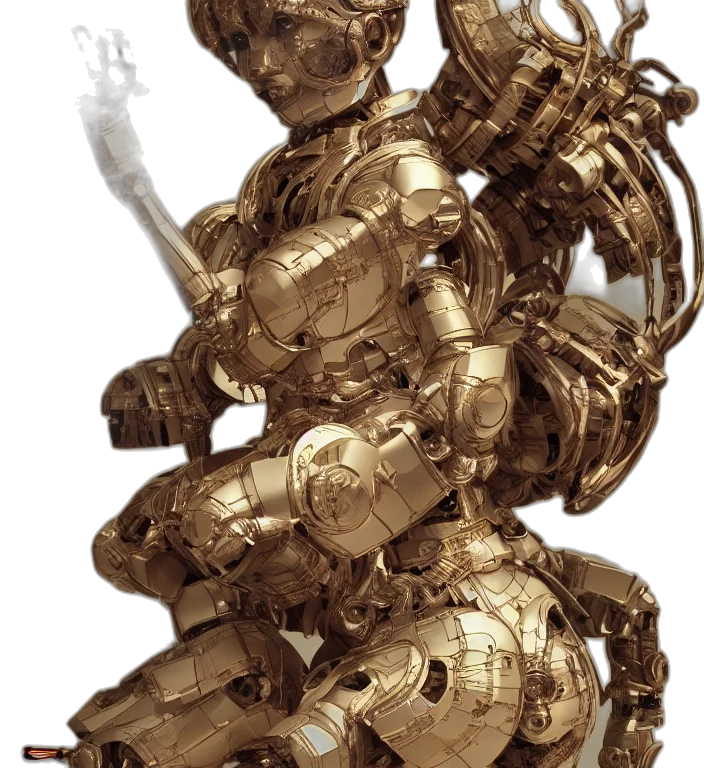 robot, weapon, sword, staff, concept art, cyberpunk, fantasy art, 3d render transparent PNG cut-out