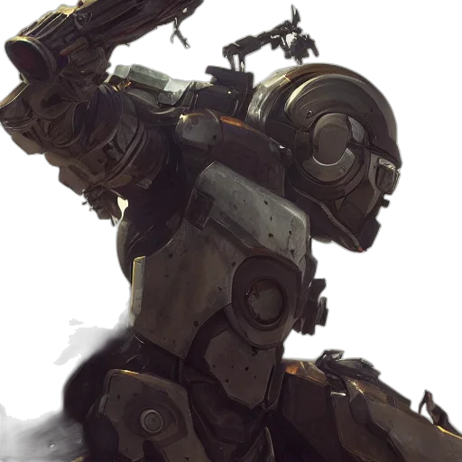 robot, weapon, face, staff transparent PNG cut-out