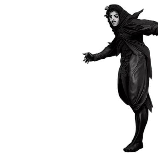 mask, creature, jacket, staff transparent PNG cut-out