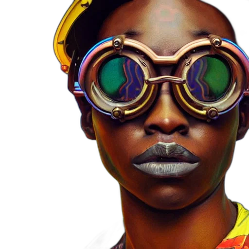 face, mask, jewelry, photorealistic, concept art, colourful, vfx, upper transparent PNG cut-out
