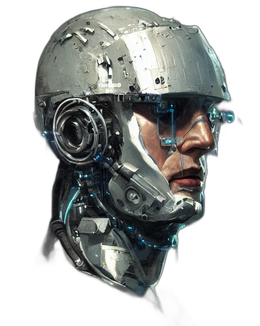 robot, face, mask, cyberpunk transparent PNG cut-out
