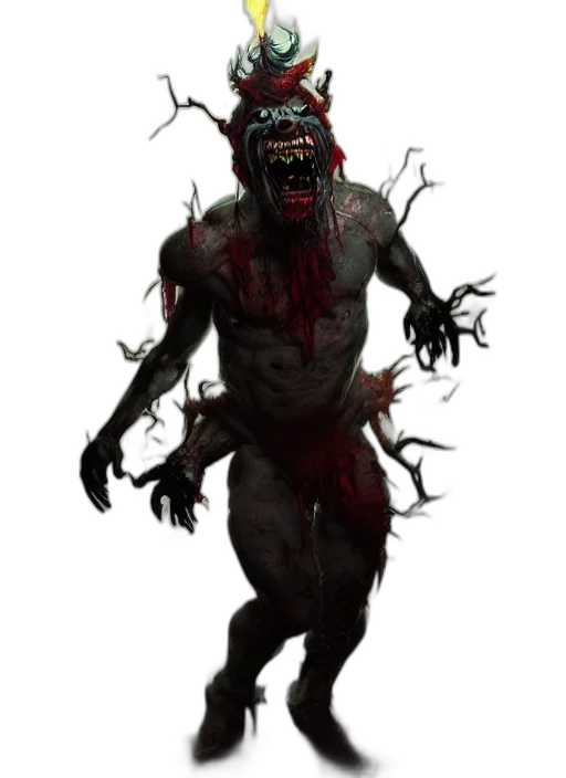 creature, staff, animal, concept art, fantasy art, comic book art, 3d render, dark transparent PNG cut-out