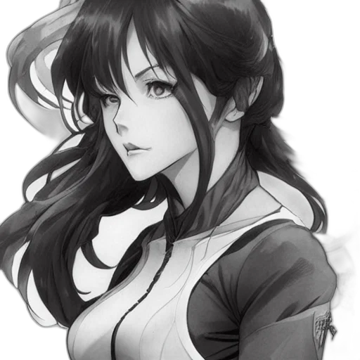 face, dress, anime, fantasy art, photorealistic, concept art, monochrome, dark transparent PNG cut-out
