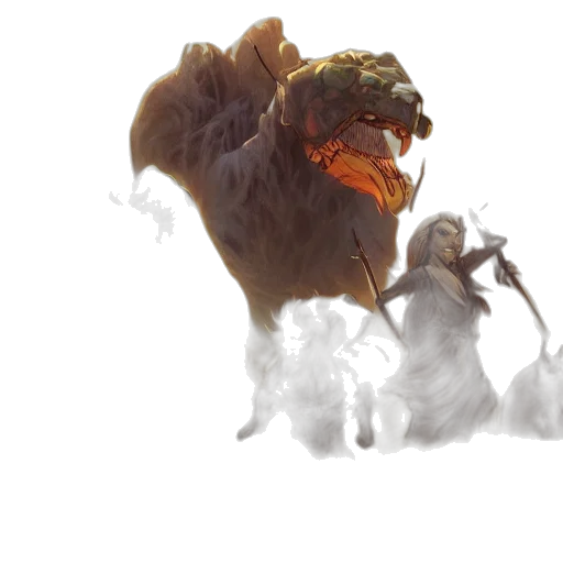 dragon, creature, animal, staff transparent PNG cut-out