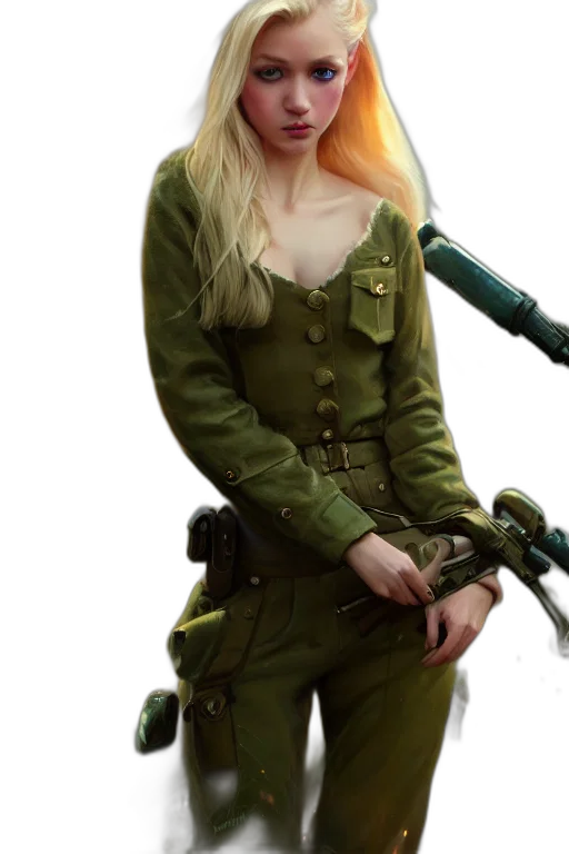 jacket, weapon, staff, dress, concept art, photorealistic, fantasy art, 3d render transparent PNG cut-out
