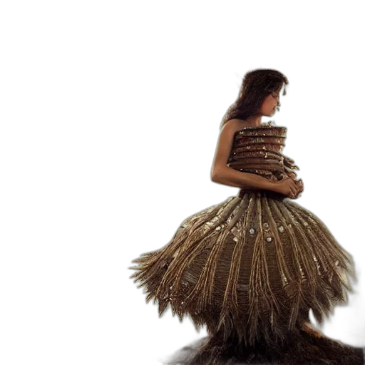 dress, hair, jewelry, animal, 3d render, brown, woman, wearing transparent PNG cut-out