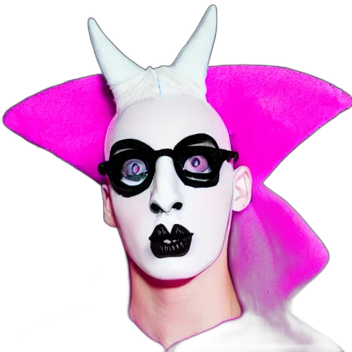 mask, hat, creature, face, vaporwave, concept art, 3d render, fantasy art transparent PNG cut-out