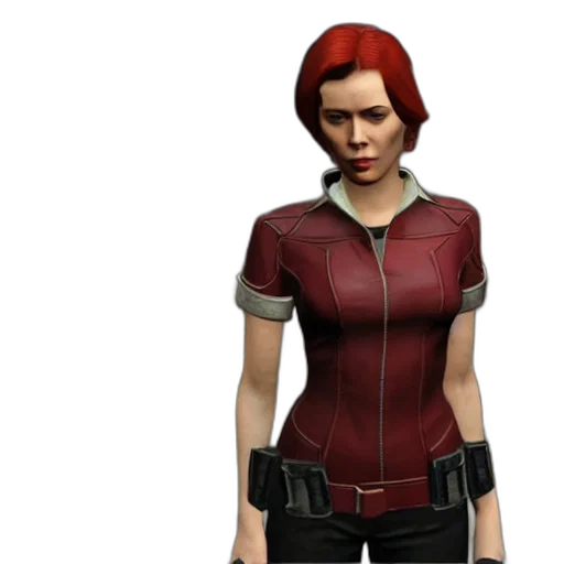 jacket, concept art, 3d render, comic book art, photorealistic, natasha, romanov, fallout transparent PNG cut-out