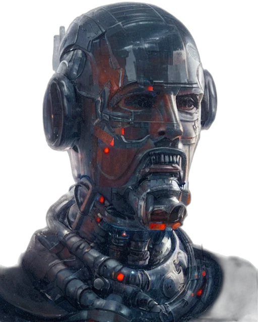 robot, face, mask, cyberpunk, concept art, 3d render, comic book art, half transparent PNG cut-out