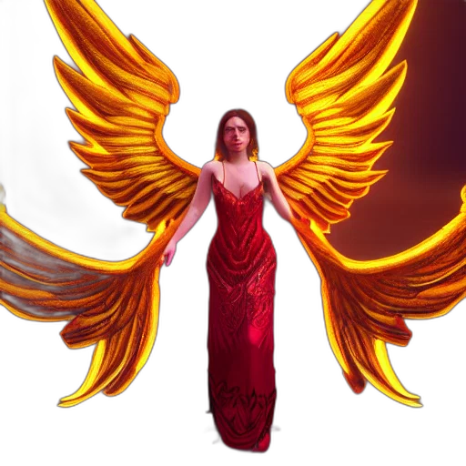 dress, concept art, fantasy art, pixel art, 3d render, red, golden, beautiful transparent PNG cut-out