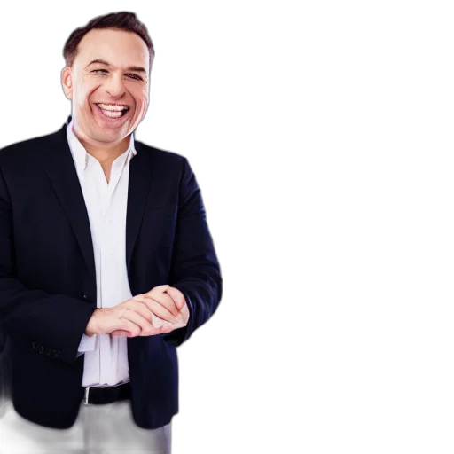 staff, jacket, cinematic, portrait, happy, businessman, behind, graph transparent PNG cut-out