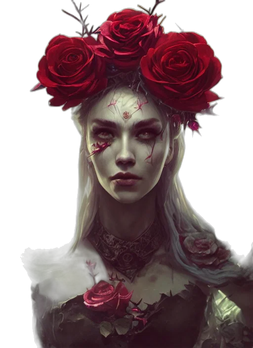 face, crown, mask, flower, fantasy art, concept art, photorealistic, oil painting transparent PNG cut-out