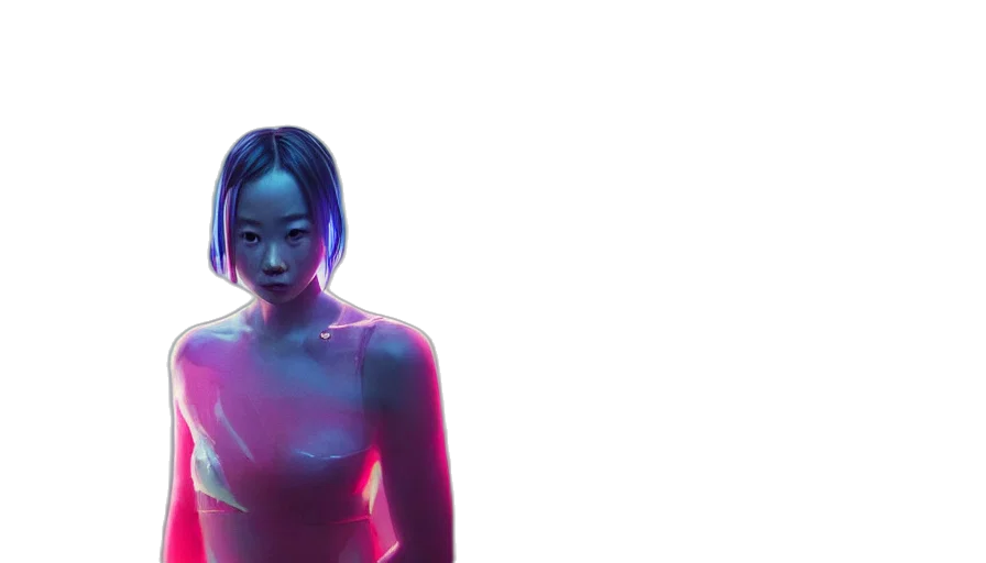 dress, cyberpunk, concept art, vaporwave transparent PNG cut-out