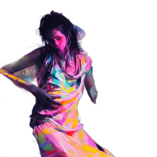 dress, photorealistic, concept art, watercolor, 3d render, neon lights, neon, colorful transparent PNG cut-out