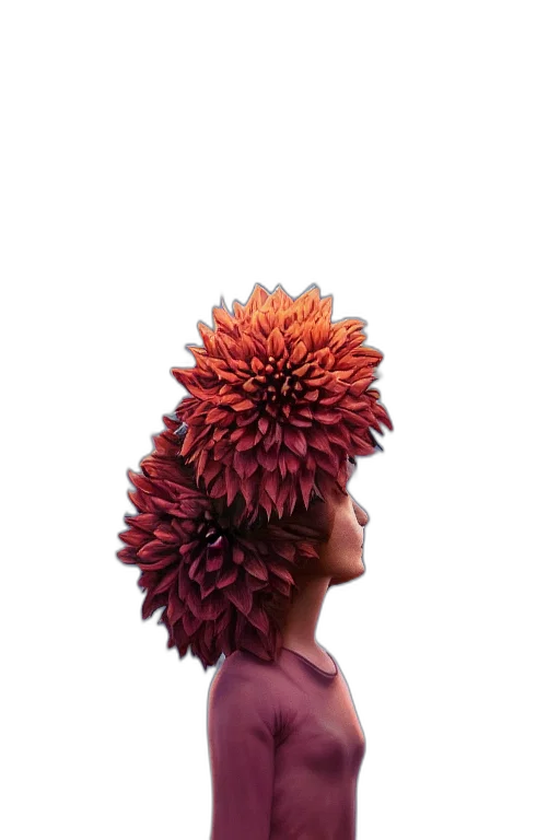 crown, hat, flower, hair, photorealistic, 3d render, concept art, watercolor transparent PNG cut-out