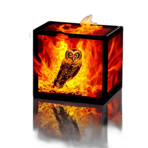 jewelry, furniture, photorealistic, 3d render, fantasy art, pixel art, fire, owl transparent PNG cut-out