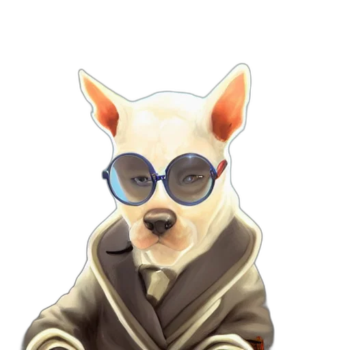 staff, jacket, animal, concept art, fantasy art, pixel art, cartoon, digital transparent PNG cut-out