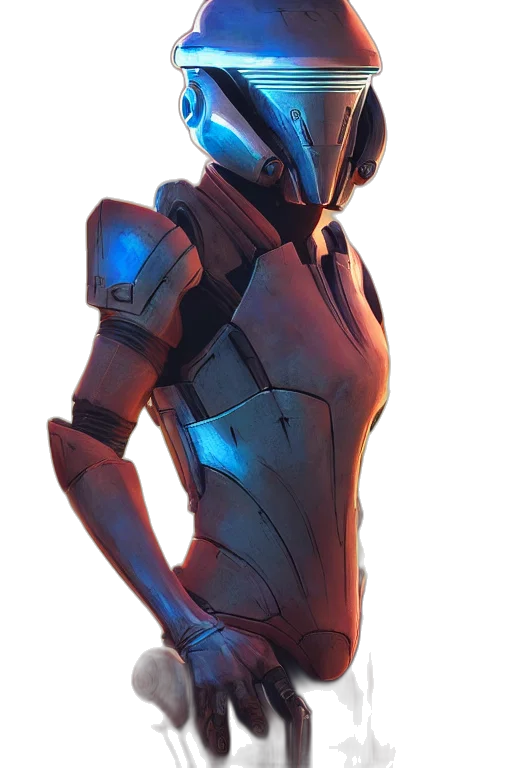 robot, jacket, weapon, face transparent PNG cut-out
