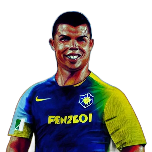 photorealistic, oil painting, pixel art, watercolor, portrait, ronaldo, fenomeno, brazilian transparent PNG cut-out