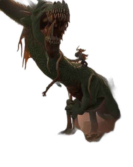 dragon, creature, animal, staff transparent PNG cut-out