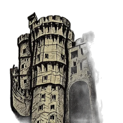 building, crown, concept art, fantasy art, watercolor, comic book art, city street, fog transparent PNG cut-out