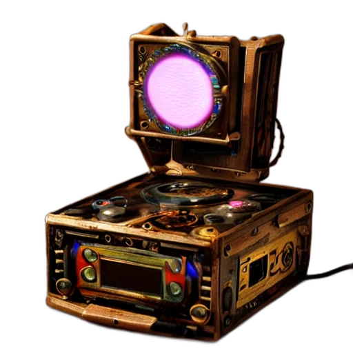 robot, weapon, jewelry, concept art, cyberpunk, 3d render, pixel art, steampunk transparent PNG cut-out