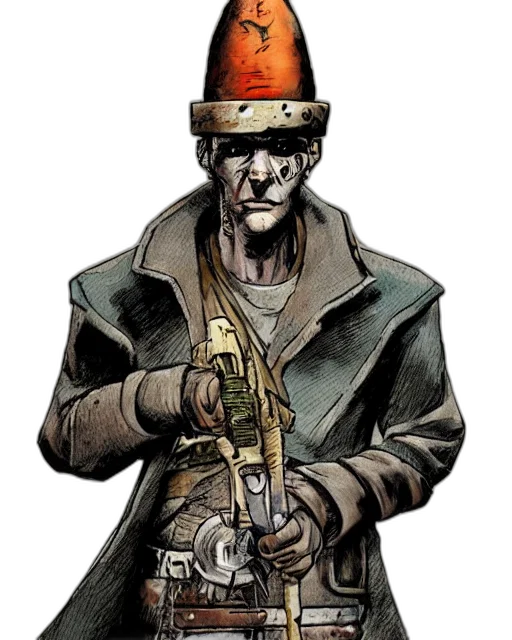 staff, weapon, hat, jacket transparent PNG cut-out