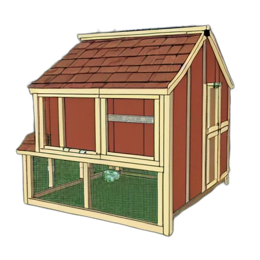 building, furniture, 3d render, concept art, detailed, plans, chicken, coop transparent PNG cut-out
