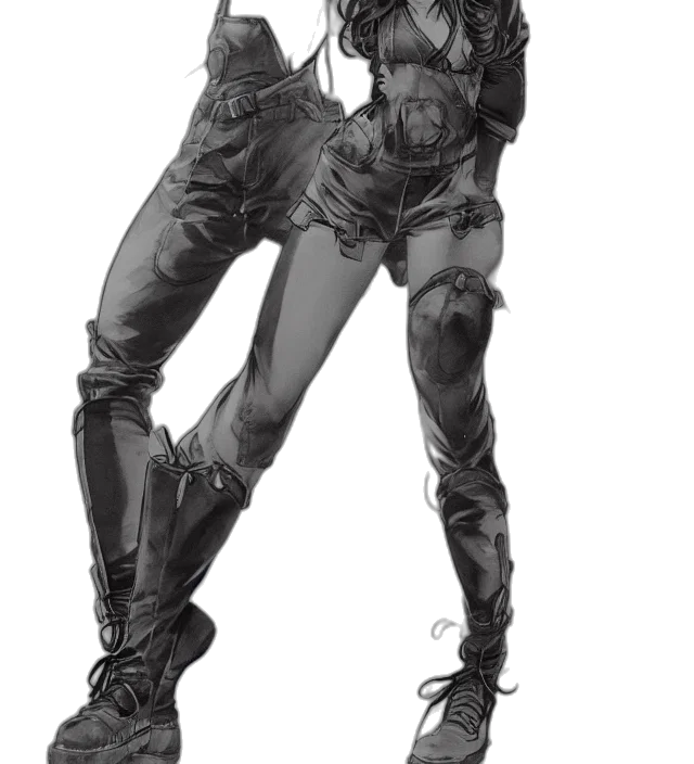 robot, jacket, weapon, cyberpunk, concept art, comic book art, fantasy art, monochrome transparent PNG cut-out