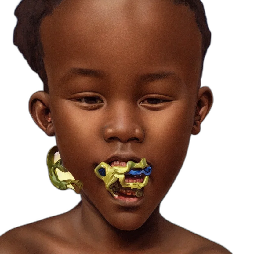 jewelry, face, mask, food, photorealistic, 3d render, concept art, earth tones transparent PNG cut-out