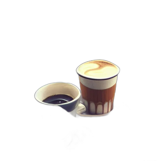 food, 3d render, photorealistic, pixel art, coffee, train transparent PNG cut-out