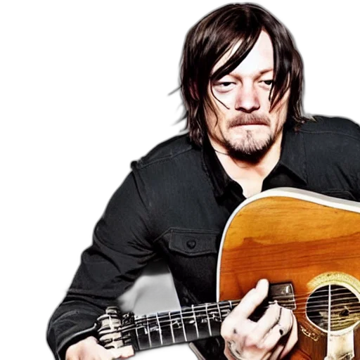 norman, reedus, playing, guitar transparent PNG cut-out