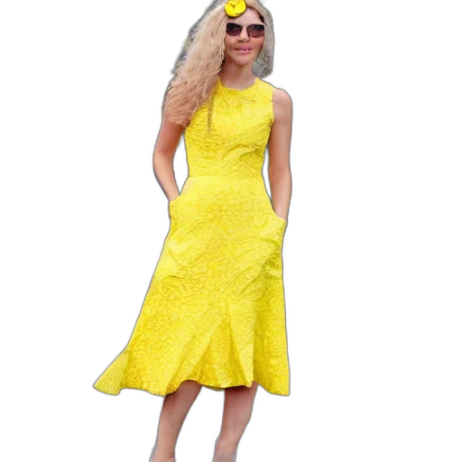 dress, 3d render, neon, golden, yellow transparent PNG cut-out