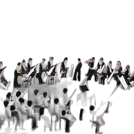 staff, 3d render, concept art, orchestra, composed, horses transparent PNG cut-out