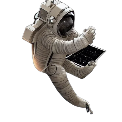 robot, staff, mask, concept art, 3d render, outer space, monkey, astronaut transparent PNG cut-out