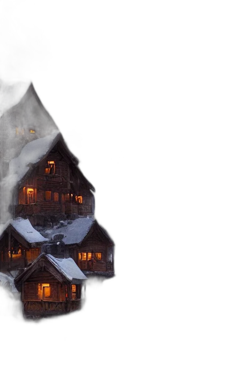 building, concept art, 3d render, photorealistic, watercolor, snow, fog, fire transparent PNG cut-out